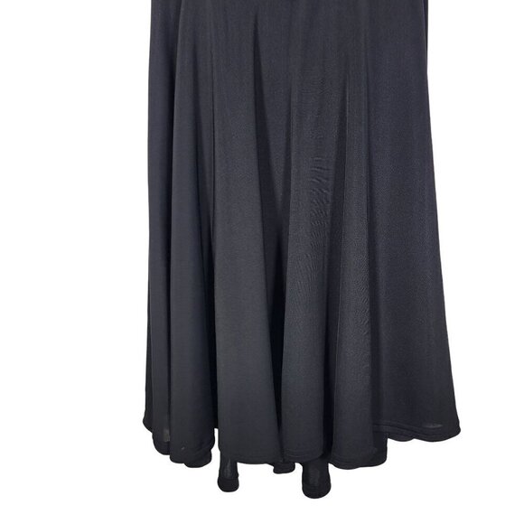 Vintage 90s Tadashi Black Halter Jersey Knit Pleated Cocktail Dress Size M - Picture 5 of 10